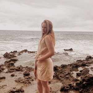 Neon Rose Tan Wrap Cover Up Dress